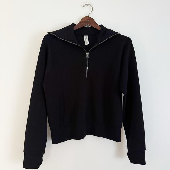 SPANX AirEssentials Half Zip Pullover Sweatshirt Very Black XS - Picture 5 of 12